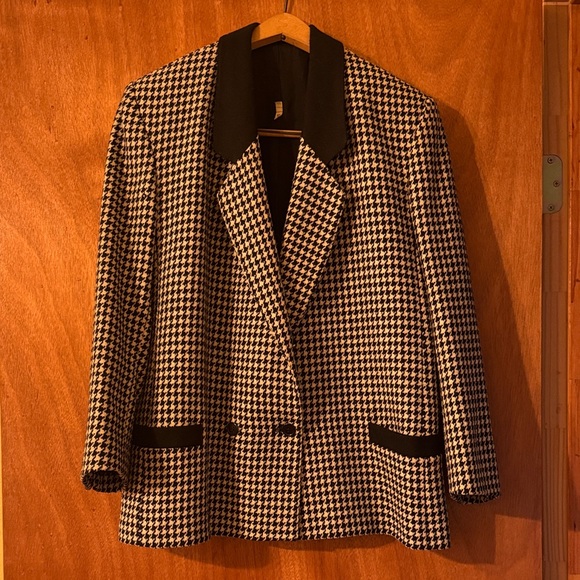Vintage Classic Houndstooth Women's Blazer (mlb/rmt) - Picture 1 of 10